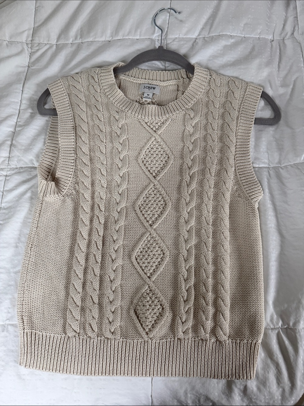 J. Crew Cream Cable-Knit Sleeveless Crewneck Sweater Vest